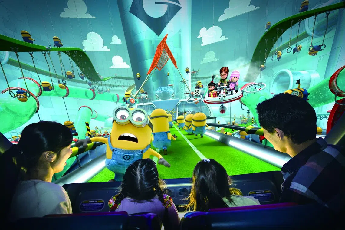 A conceptual rendering of the Despicable Me Minion Mayhem ride at Universal Studios Singapore.