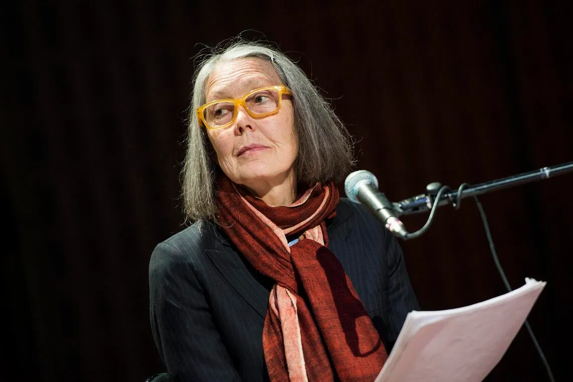 epa13289297 (FILE) Canadian poet and essayist Anne Carson performs her work 'Antigonick' at the Moderna Museet art gallery in Stockholm, Sweden, 08 May 2025 (issued 08 October 2026). The Swedish Academy announced on 08 October 2026 that Carson has been awarded the 2026 Nobel Prize in Literature for her poetry and translations of classical Greek texts.  EPA/PONTUS LUNDAHL  SWEDEN OUT