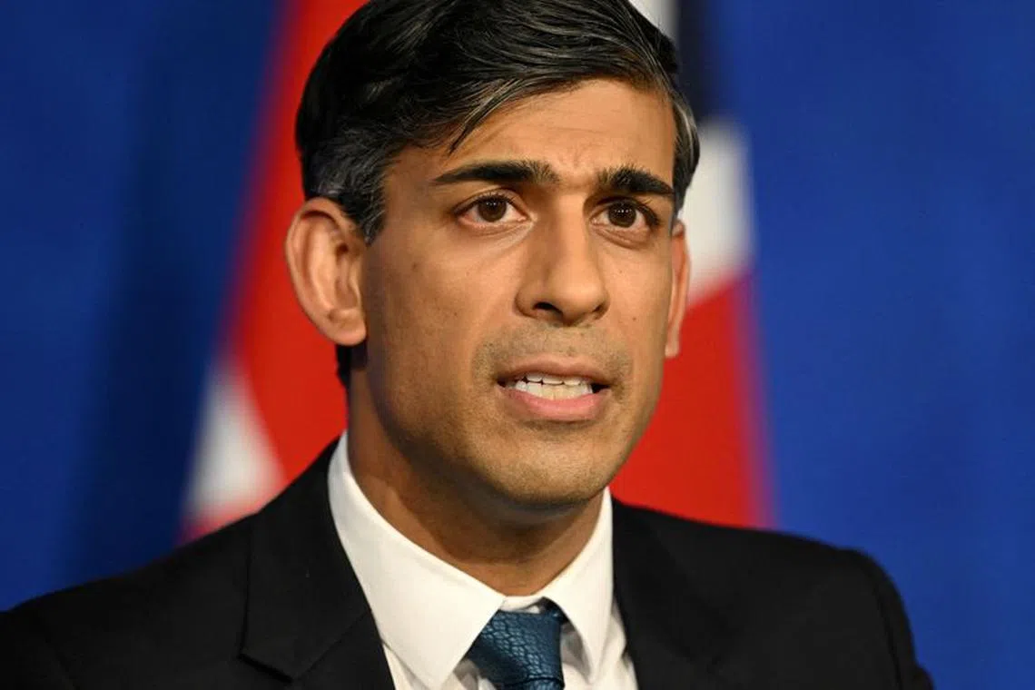 FILE PHOTO: Britain's Prime Minister Rishi Sunak holds a press conference, on November 15, 2023 in London, Britain. Leon Neal/Pool via REUTERS/File Photo
