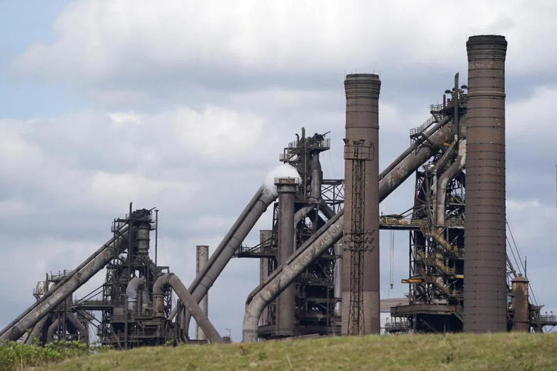 A general view of blast furnaces at British Steel's Scunthorpe plant, Scunthorpe, Britain, April 14, 2025. REUTERS/Dominic Lipinski