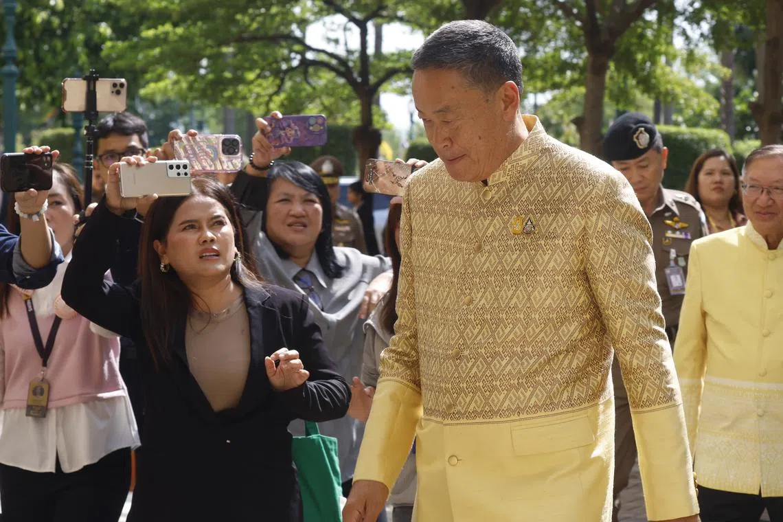 Thai Prime Minister Srettha Thavisin on the way to attend a weekly Cabinet meeting at the Government House in Bangkok on May 28.