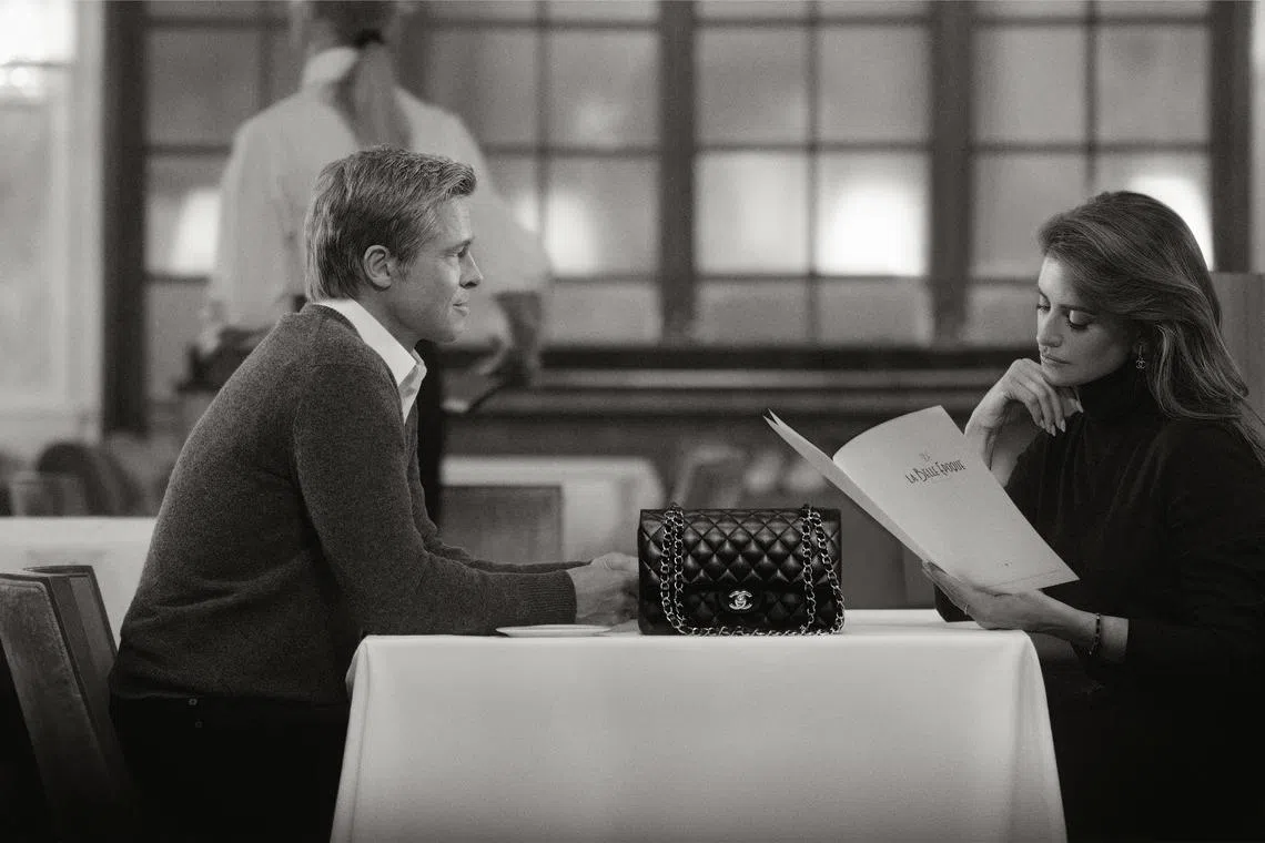 The Chanel 2024 Handbag Campaign, starring Brad Pitt and Penelope Cruz.