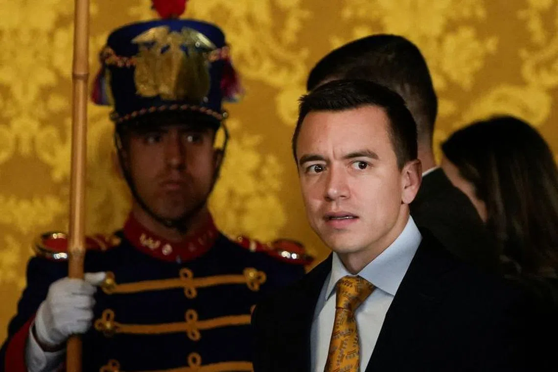 Ecuador's President Daniel Noboa attends a ceremony to appoint the high military command, in the government palace, in Quito, Ecuador, November 30, 2023. REUTERS/Cristina Vega/File Photo