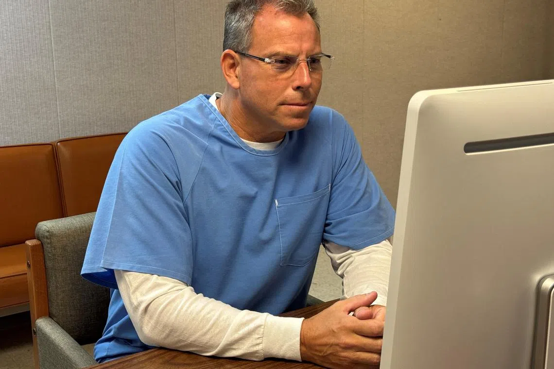 Erik Menendez attends his Board of Parole hearing online from the Richard J. Donovan Correctional Facility in San Diego, California.