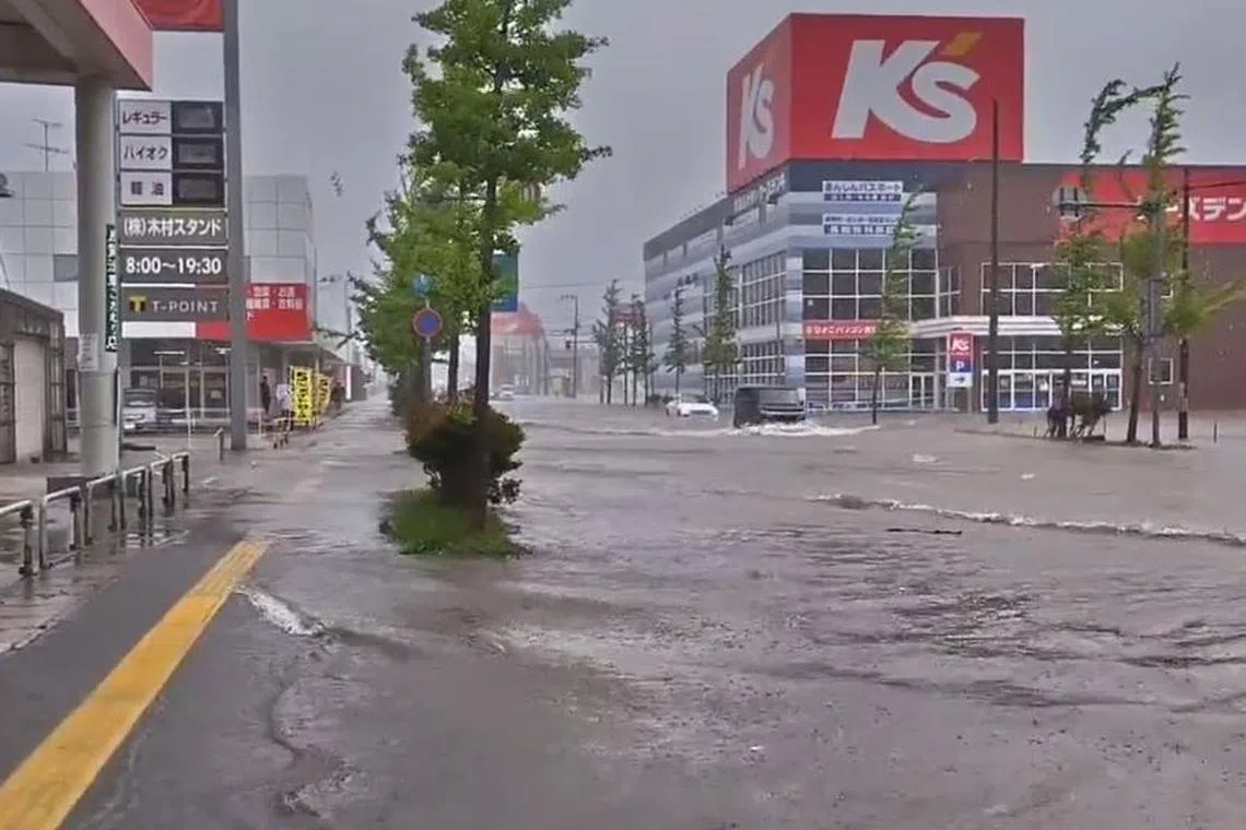Akita officials said several rivers including the Taihei River have breached their banks on Saturday.