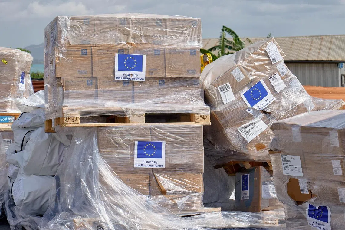 A UNICEF aid consignment for the Ebola outbreak caused by the Bundibugyo strain, sits at Bunia National Airport in Bunia, Ituri province, Democratic Republic of Congo, May 28, 2026. REUTERS/Gradel Muyisa Mumbere