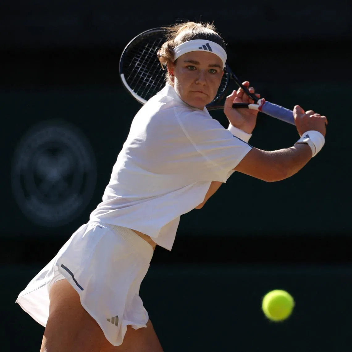 Tennis - Wimbledon - All England Lawn Tennis and Croquet Club, London, Britain - July 11, 2026 Czech Republic's Karolina Muchova in action during her final match against Czech Republic's Linda Noskova REUTERS/Marko Djurica