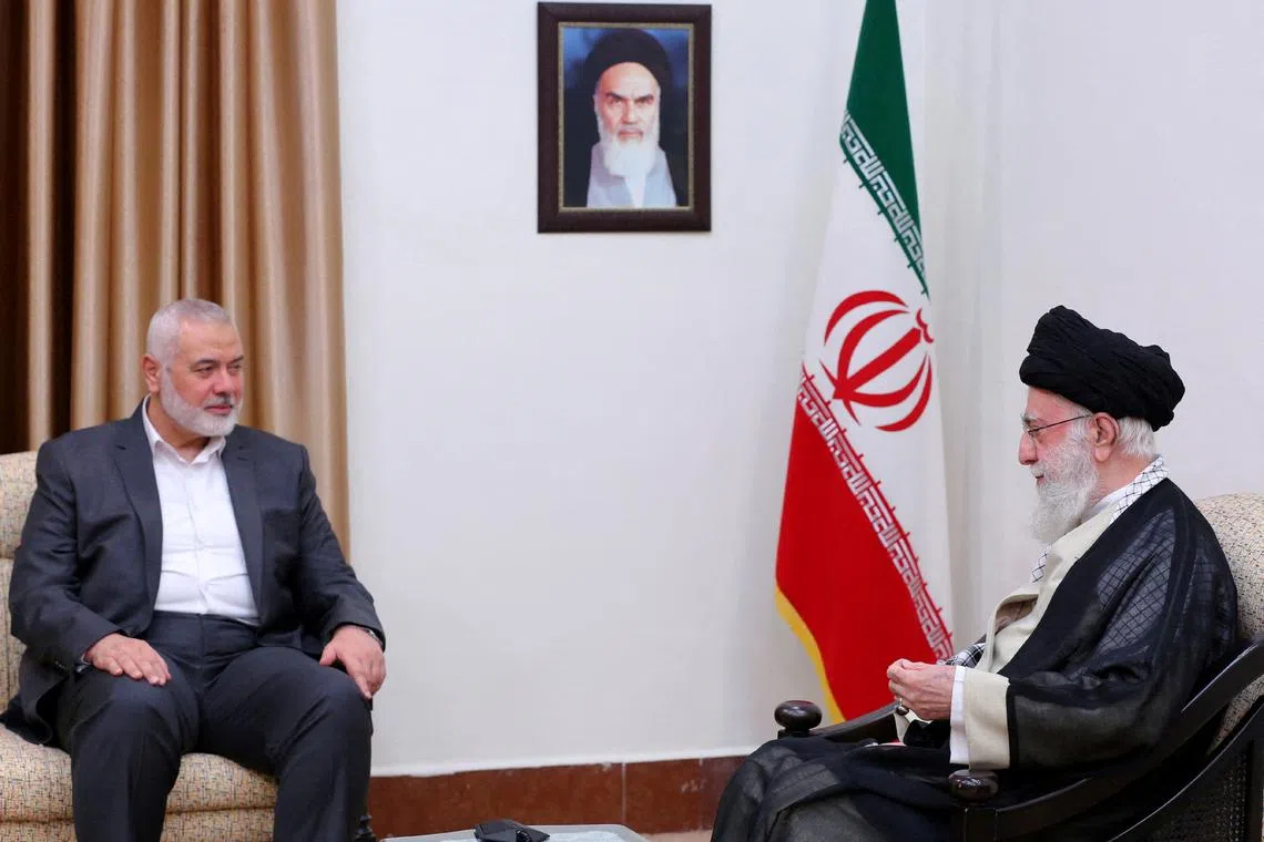 Ayatollah Ali Khamenei told Ismail Haniyeh that Iran would continue to lend the group its political and moral support, but would not intervene directly.