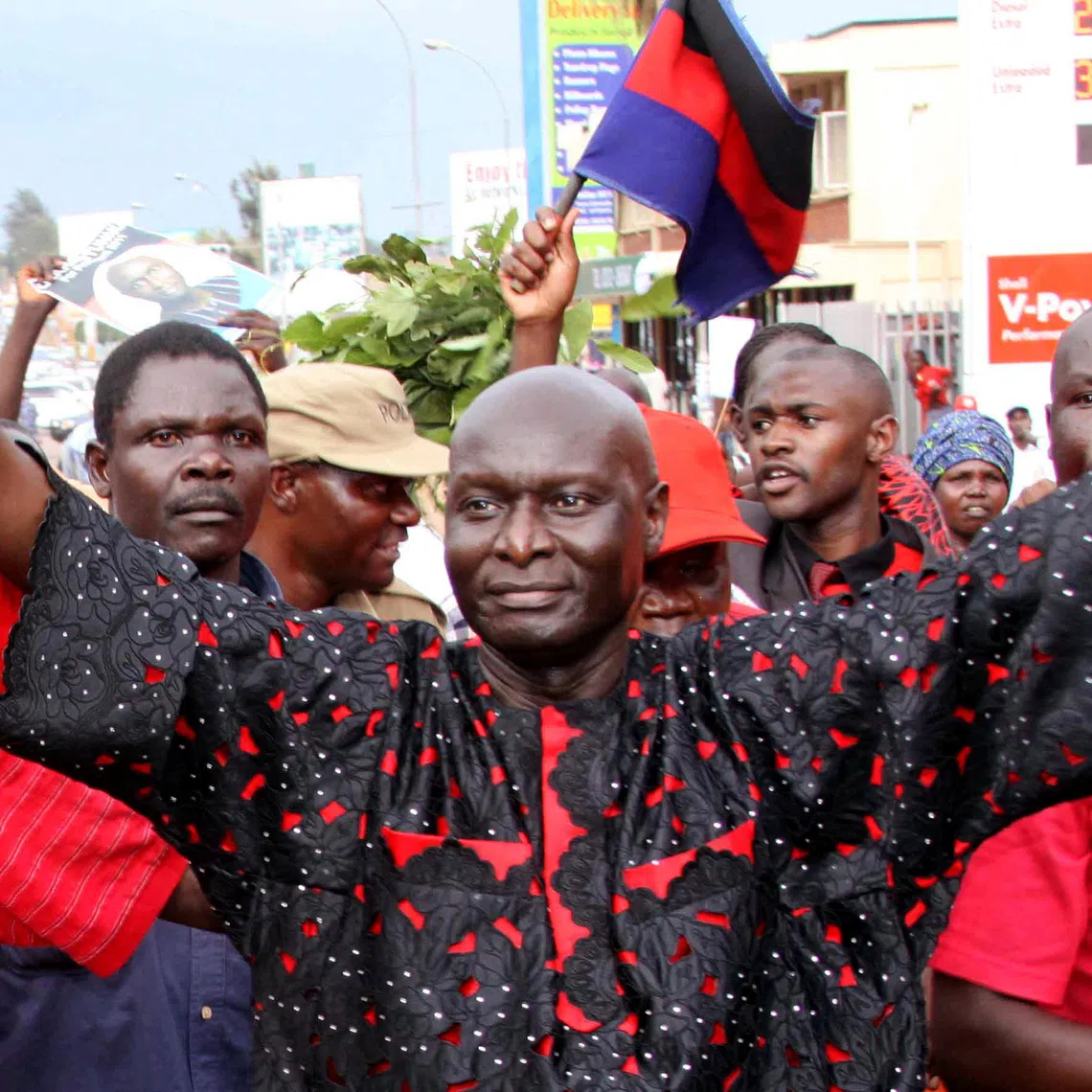 FILE PHOTO: Olara Otunnu, leader of the Uganda People's Congress party, arrives for his nomination as presidential candidate in the capital Kampala October 26, 2010. REUTERS/Hudson Apunyo/File Photo