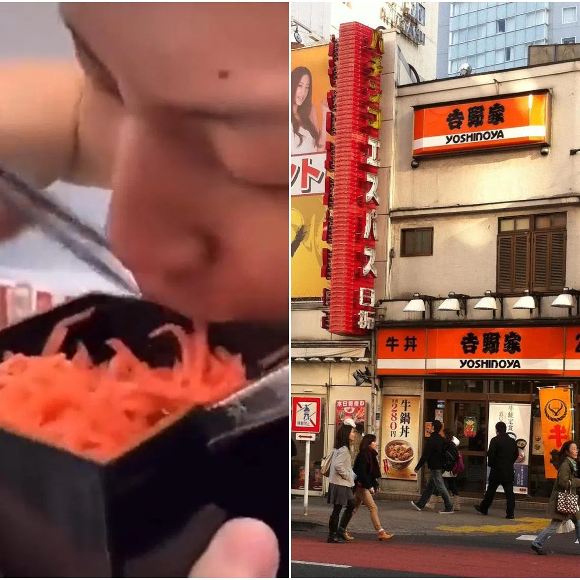 Construction worker Ryu Shimazu was seen in a viral video shoving into mouth pickled ginger from a common-use container at a Yoshinoya restaurant in Osaka. 