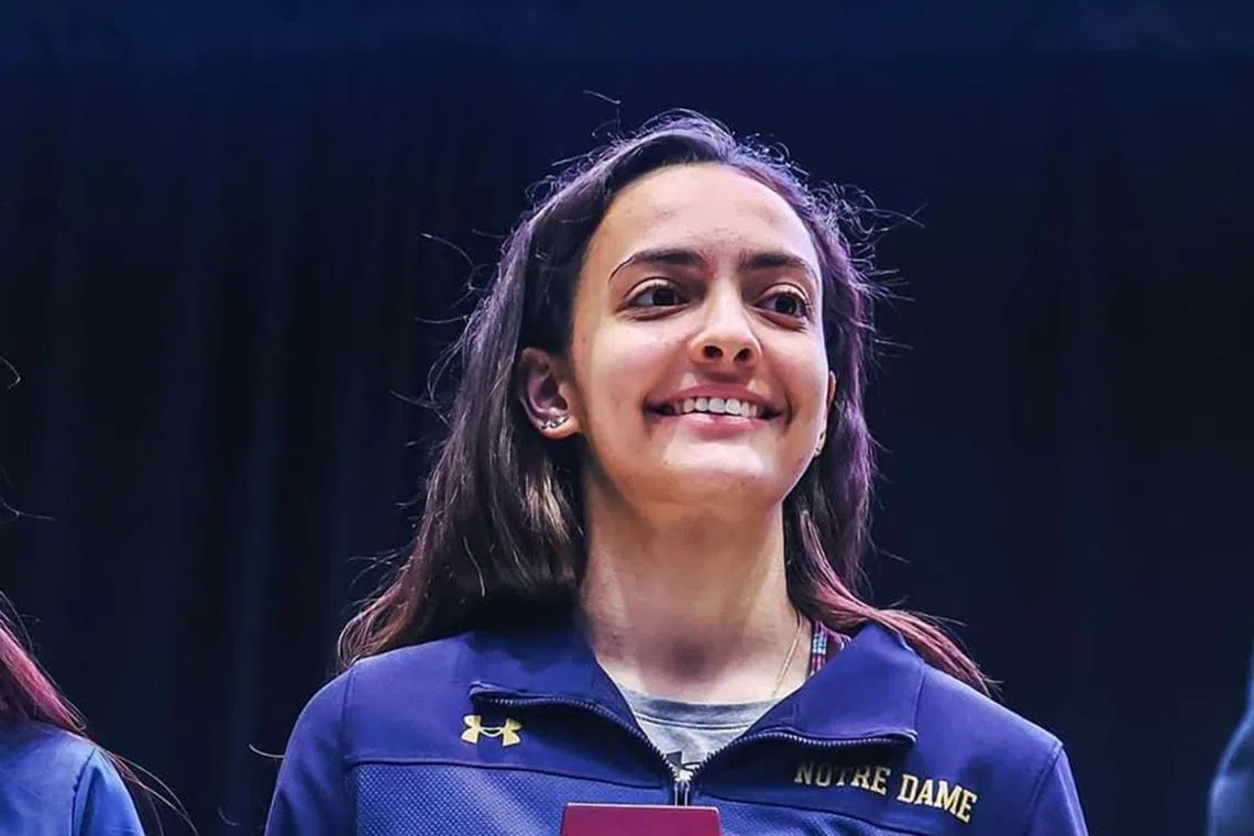 Singapore's Amita Berthier won bronze in the women's foil at the 2023 National Collegiate Athletic Association fencing championships.