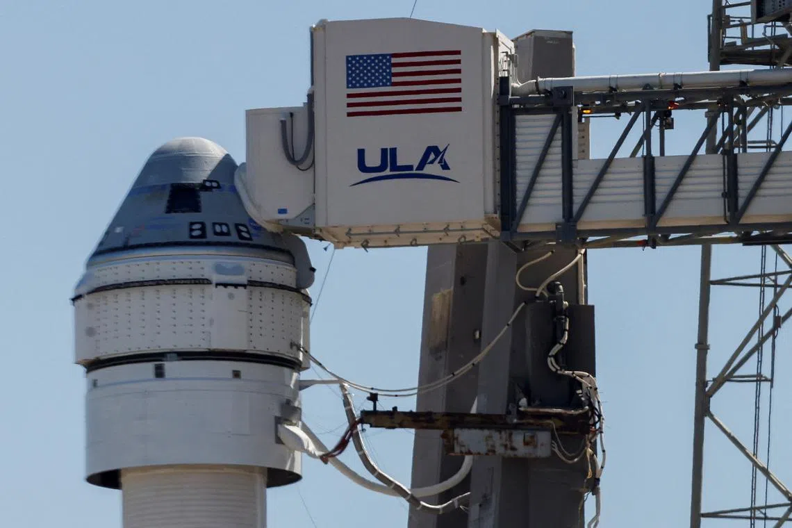 Boeing's Starliner spacecraft, aboard a United Launch Alliance Atlas 5 rocket, is prepared for launch of the Starliner-1 Crew Flight Test (CFT), in Cape Canaveral, Florida, U.S., May 5, 2024. REUTERS/Joe Skipper