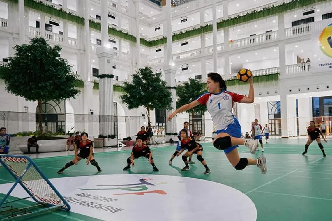 (from left) Singapore in action against Chinese Taipei during the 2022 Asia Pacific Tchoukball Championships.