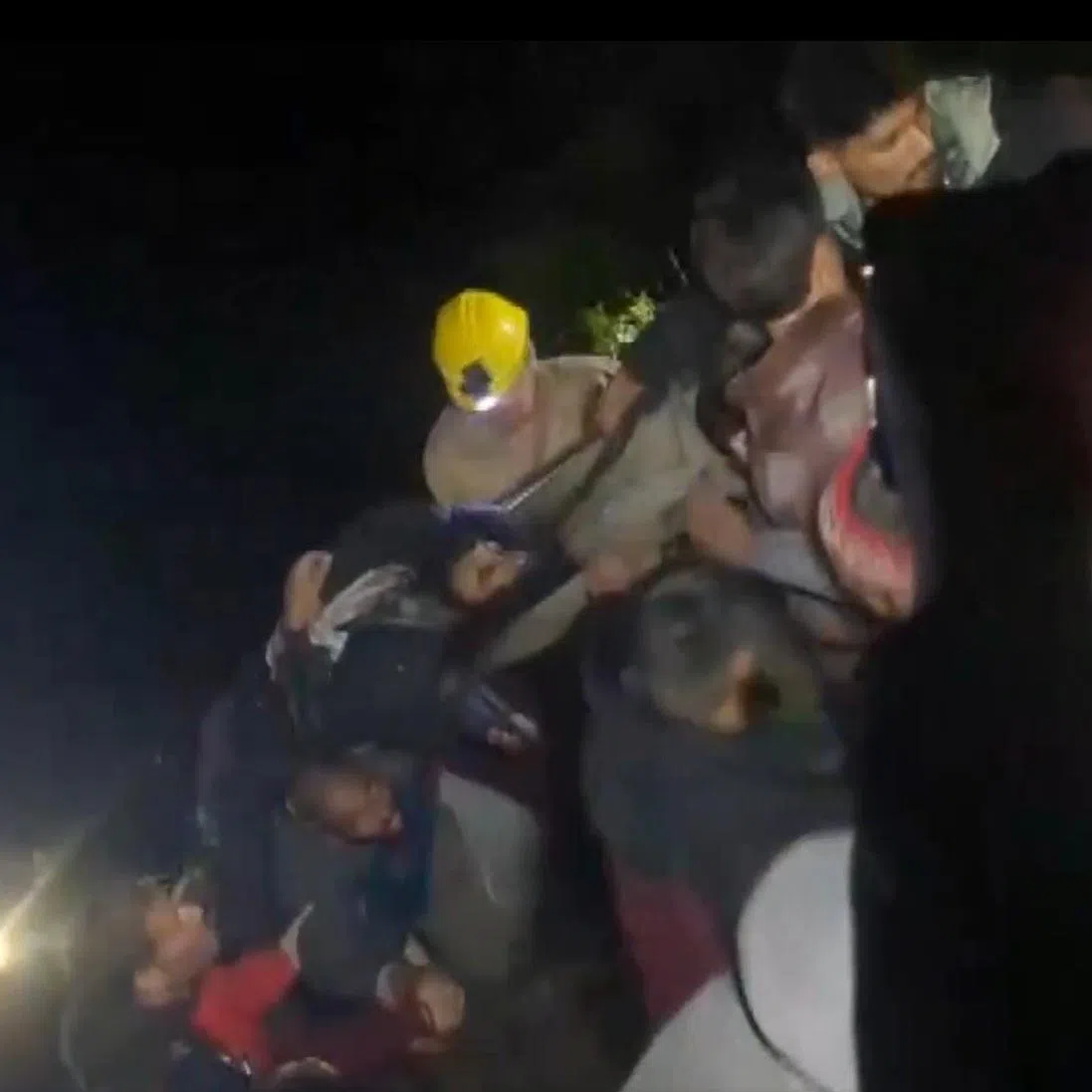A screenshot from a video posted online shows a victim on a stretcher being hauled to safety after the April 4 accident.