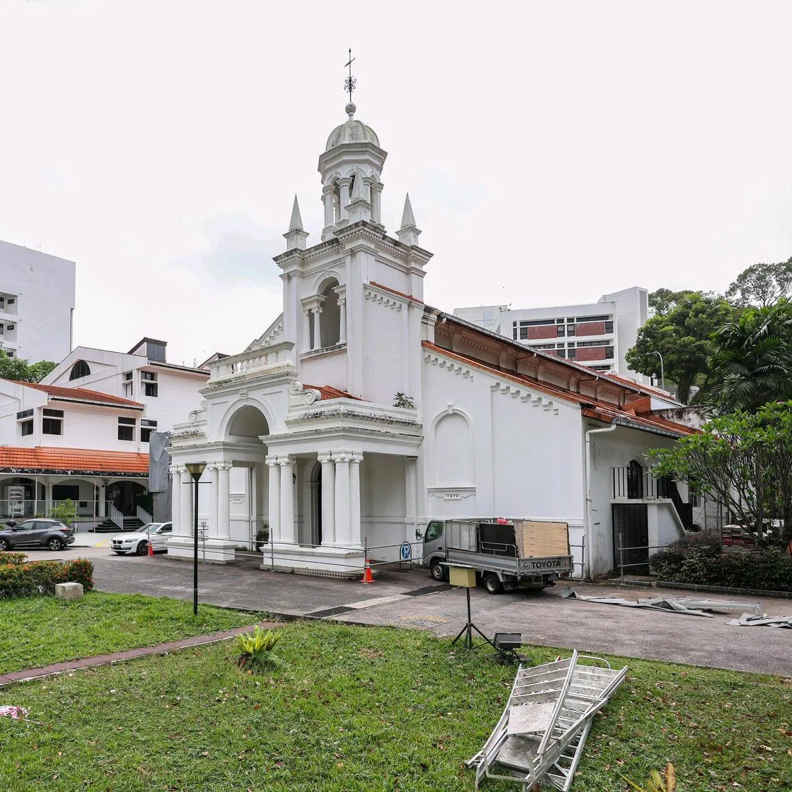 Orchard Road Presbyterian Church's main building (right) has been proposed for conservation.