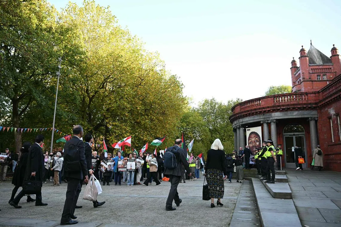 Pro-Palestinian protesters at the University of Manchester on Oct 7.  Police said on Nov 3 they were investigating reports of a burglary at the university.