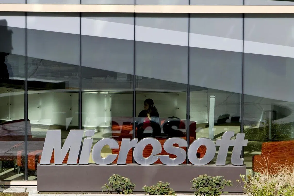 A sign sits on display outside a building on the Microsoft Corp. campus in Redmond, Washington, U.S., on Tuesday, April 21, 2009. Microsoft Corp., the world's largest software maker, will rerport first quarter results on April 23. Photographer: Kevin P. Casey/Bloomberg News