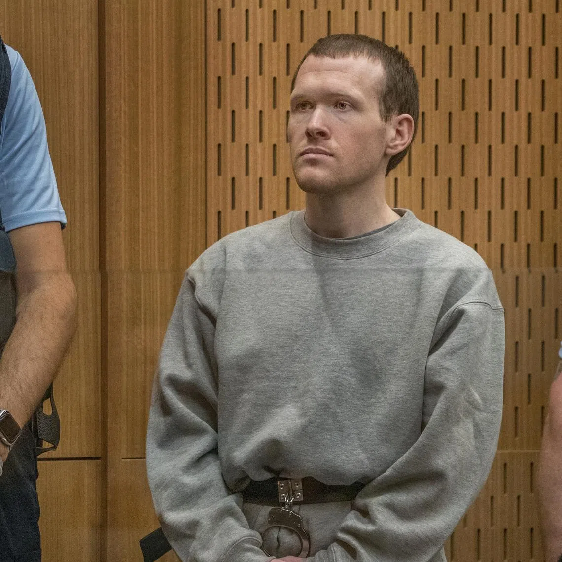 Brenton Tarrant, the gunman who shot and killed worshippers in the Christchurch mosque attacks, is seen during his sentencing at the High Court in Christchurch, New Zealand, August 24, 2020. John Kirk-Anderson/Pool via REUTERS/File Photo