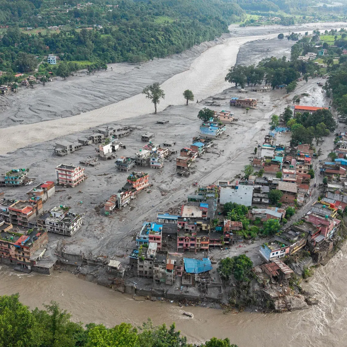 Floods and landslides swept through parts of central Nepal and Tibet on Aug 26.