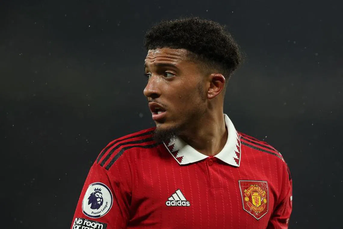 FILE PHOTO: Soccer Football - Premier League - Manchester United v Brentford - Old Trafford, Manchester, Britain - April 5, 2023 Manchester United's Jadon Sancho REUTERS/Phil Noble/File Photo