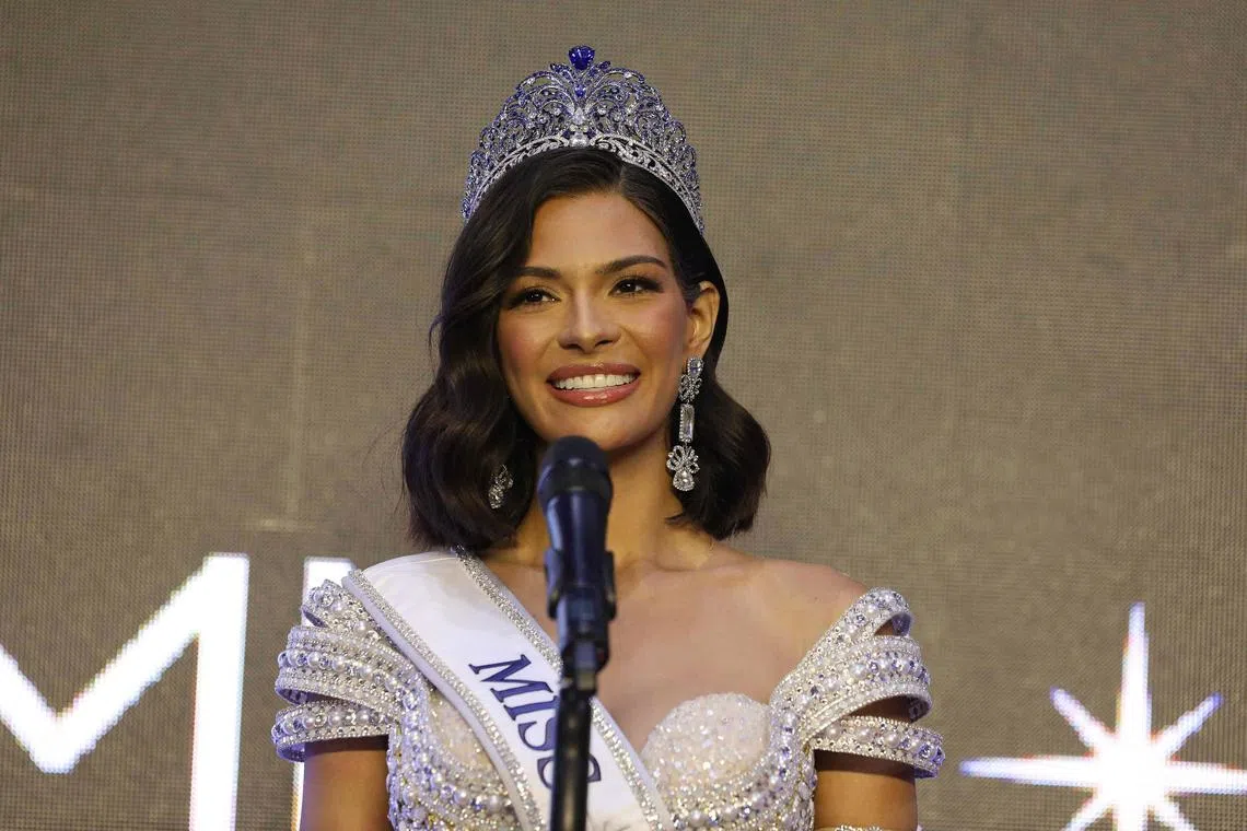 Miss Nicaragua Sheynnis Palacios speaks after being crowned as Miss Universe in San Salvador, El Salvador, on Nov 18, 2023. 