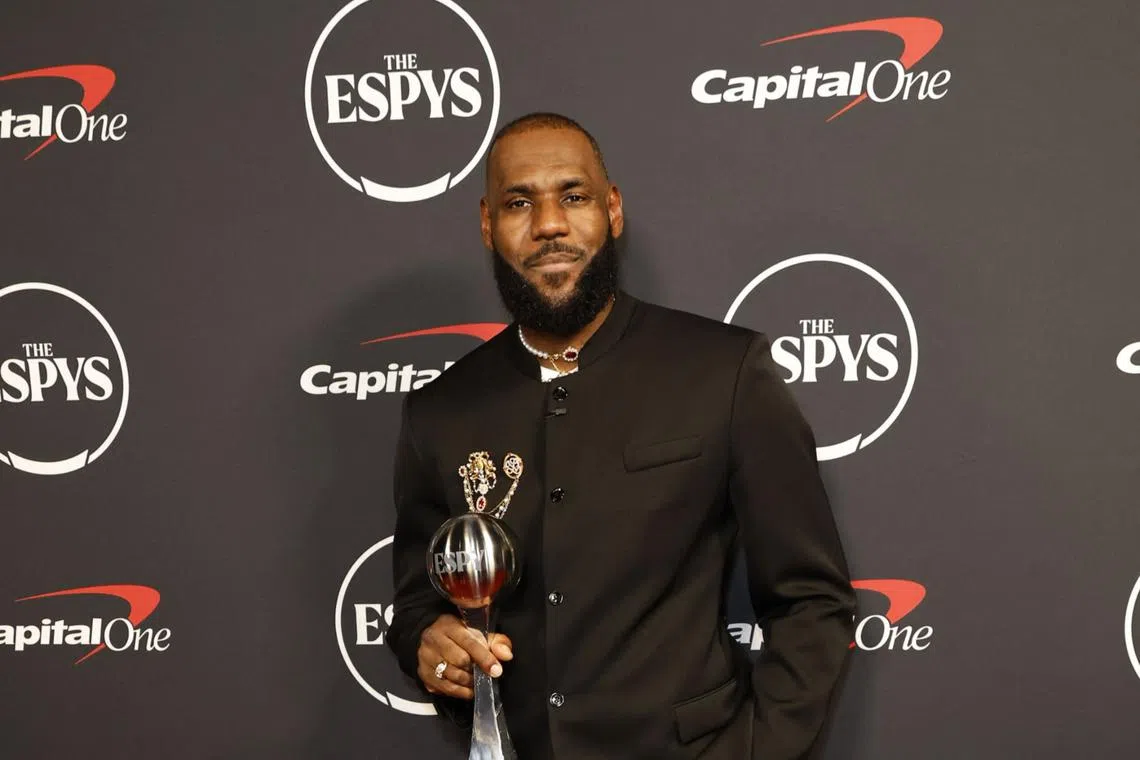 Los Angeles Lakers’ LeBron James at the ESPYs at Dolby Theatre in Hollywood, California, on July 12, 2023.