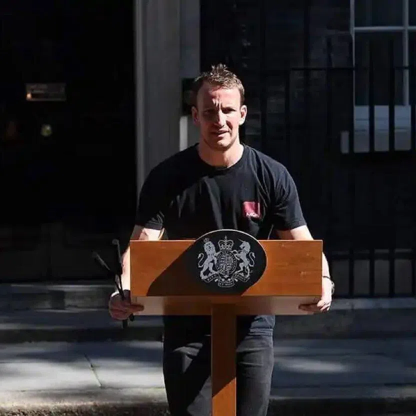 Tobias Gough, also known as the “hot podium guy”, is back in the spotlight again after he was spotted setting up the lectern outside 10 Downing Street on June 22.