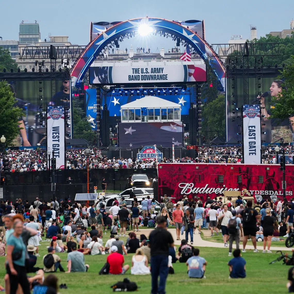 The U.S. Army Band Downrange performs on the day of the UFC Freedom 250, in Washington, D.C., U.S., June 14, 2026. REUTERS/Eric Lee