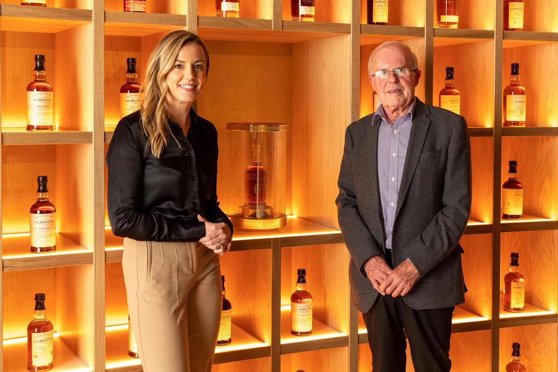 arbalvenie08 - Kelsey McKechnie (left) was appointed as The Balvenie's new malt master in October last year, taking over from long-serving malt master David Stewart, who is celebrating six decades of working at the distillery.


Source: The Balvenie