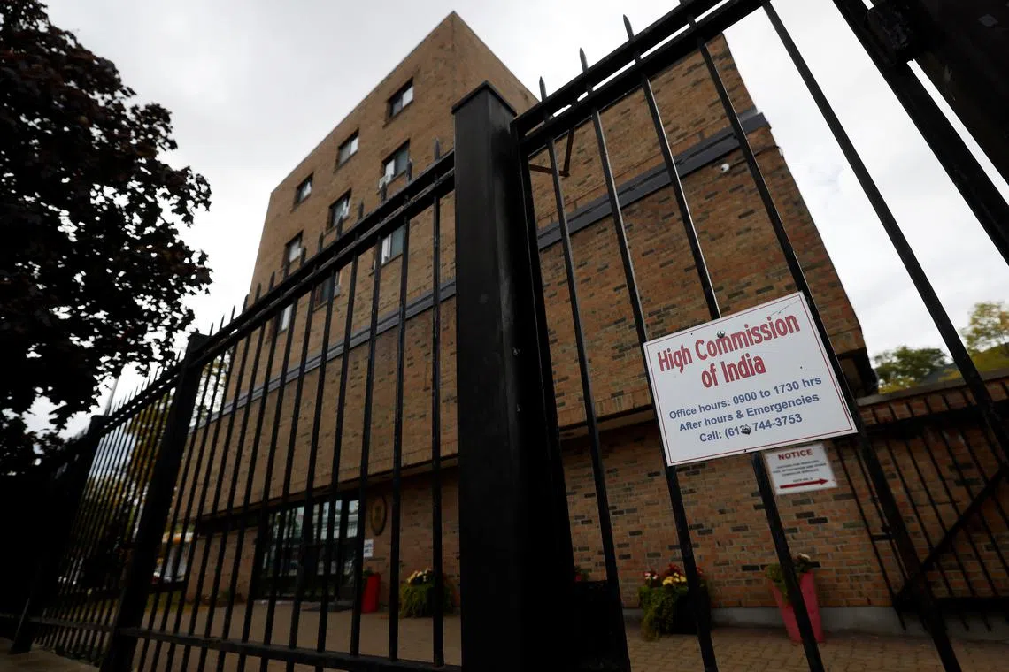 FILE PHOTO: The Indian High Commission building in Ottawa, Ontario, Canada October 14, 2024. REUTERS/Blair Gable/File Photo