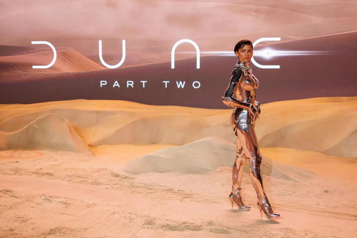 US actress Zendaya at the world premiere of Dune: Part Two in Leicester Square, London, on Feb 15 2024. 