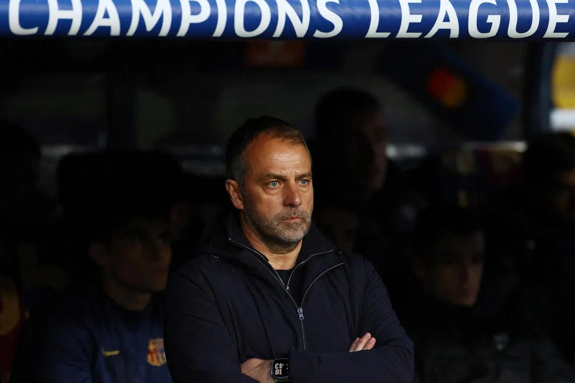 Soccer Football - Champions League - Round of 16 - Second Leg - FC Barcelona v Benfica - Estadi Olimpic Lluis Companys, Barcelona, Spain - March 11, 2025 FC Barcelona coach Hansi Flick during the match REUTERS/Albert Gea/File Photo
