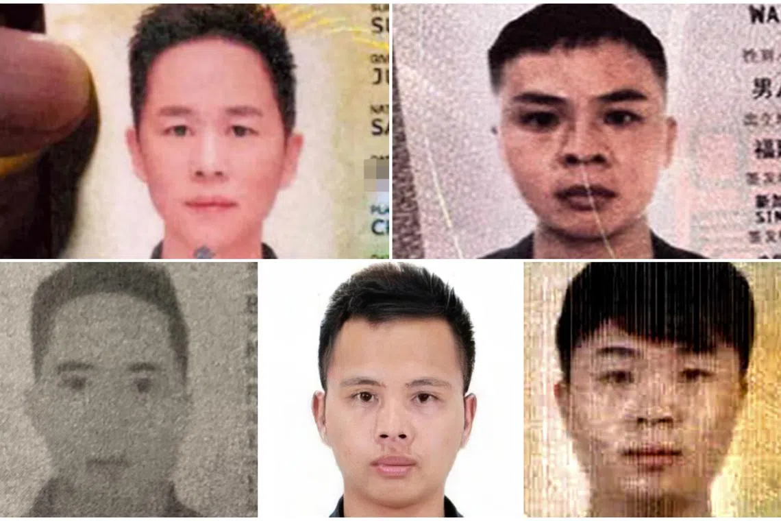 (Clockwise from top left) Su Haijin, Vang Shuiming, Wang Baosen, Su Wenqiang and Su Baolin are the first few to be deported.