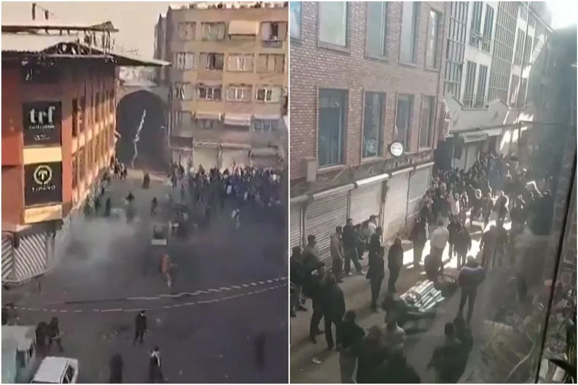 This grab taken on Jan 6 shows people gathering in the Tehran bazaar during clashes between security forces and protesters.
