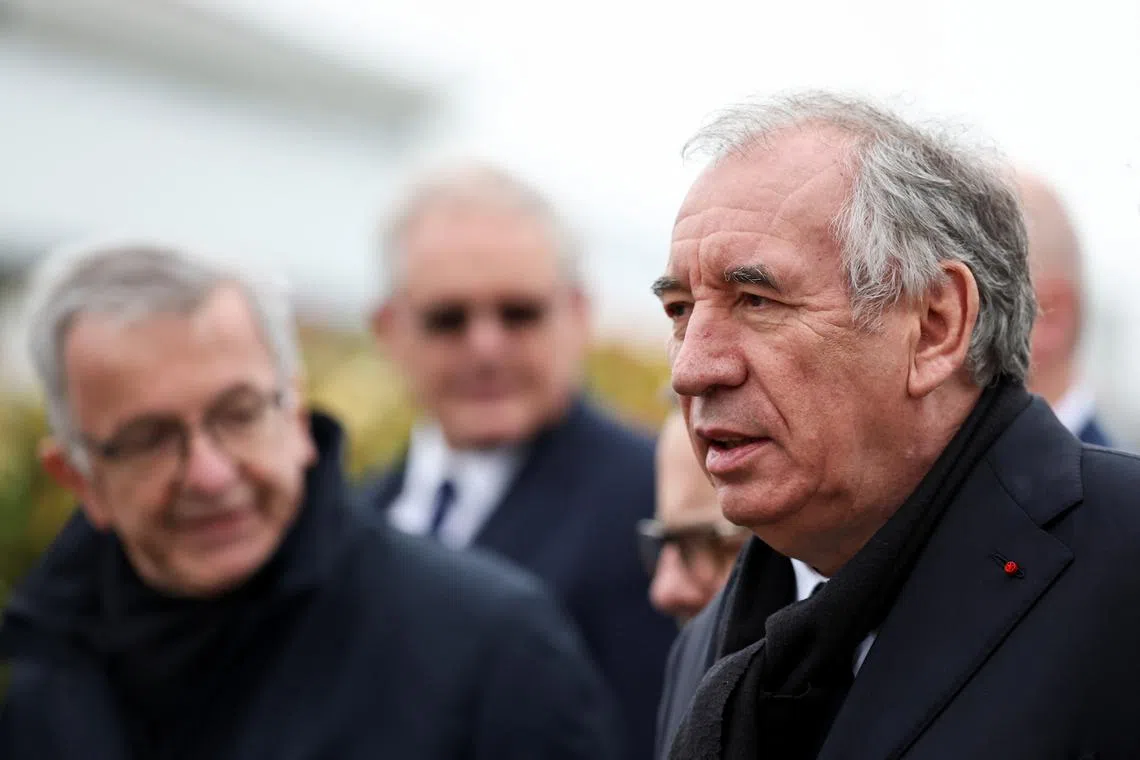 French Prime Minister Francois Bayrou looks on as he a visits an armament factory of the French-German military defence system supplier KNDS in Bourges, France, March 21, 2025. REUTERS/Sarah Meyssonnier/File Photo