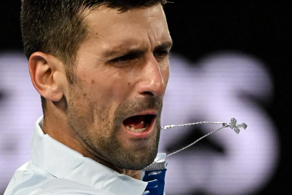 Novak Djokovic in full, furious cry as he subdued Argentina's Tomas  Etcheverry at the Australian Open. 