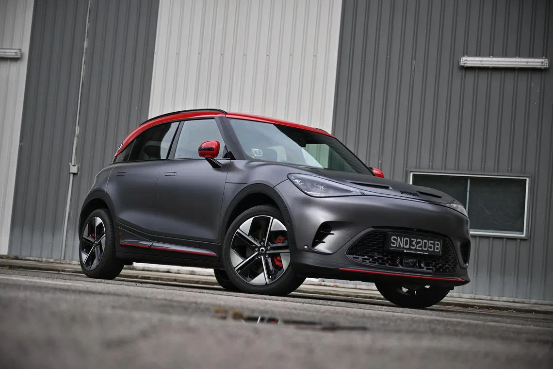 Interior and exterior of the Smart #1 Brabus on Apr 12, 2024.