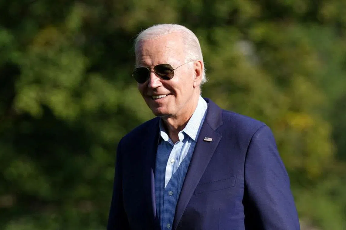 President Joe Biden walks across the South Lawn after exiting Marine One at the White House in Washington, U.S., September 4, 2023. REUTERS/Bonnie Cash/File Photo