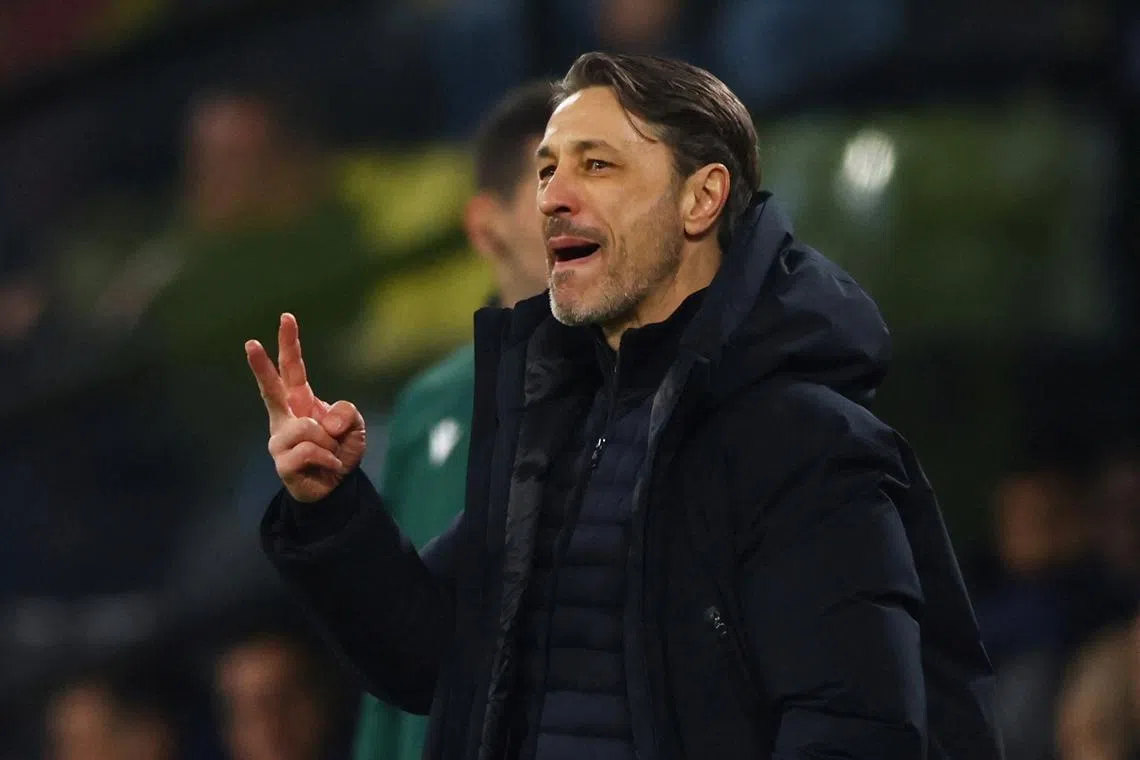 FILE PHOTO: Soccer Football - Champions League - Round of 16 - First Leg - Borussia Dortmund v Lille - Signal Iduna Park, Dortmund, Germany - March 4, 2025 Borussia Dortmund coach Niko Kovac reacts REUTERS/Thilo Schmuelgen/File Photo