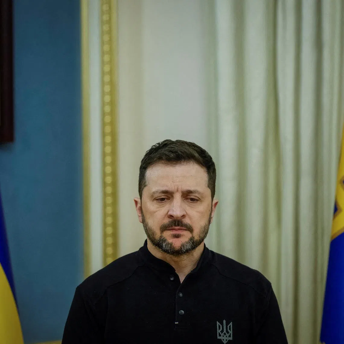 FILE PHOTO: Ukraine's President Volodymyr Zelenskiy attends a press conference, amid Russia's attack on Ukraine, in Kyiv, Ukraine, April 4, 2025. REUTERS/Alina Smutko/File Photo
