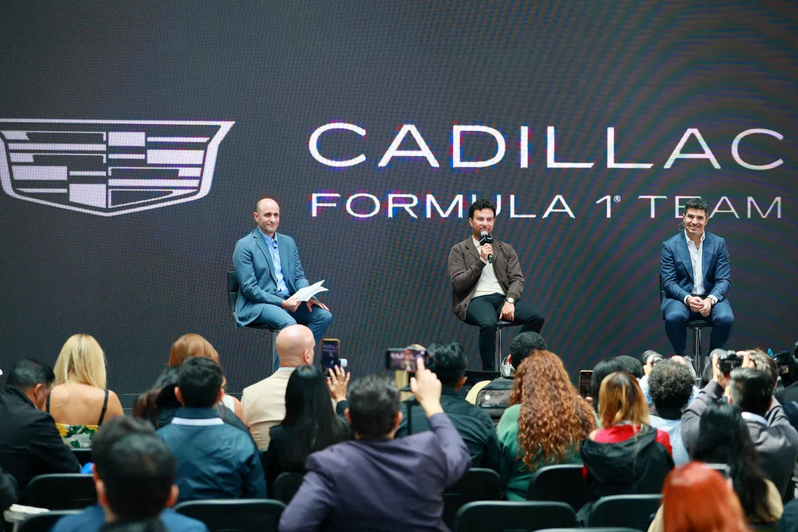 Formula One F1 - Mexican F1 driver Sergio Perez to speak to media after announcing his Cadillac team signing - Plaza Carso, Mexico City - August 27, 2025 Formula One driver Sergio Perez announces signing with the new Cadillac Formula One team for the 2026 season REUTERS/Eloisa Sanchez