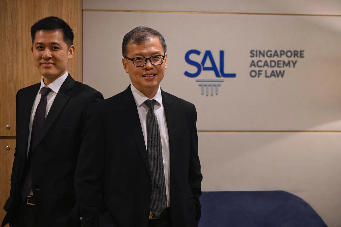 The two new senior counsel appointed at the start of the new legal year- Kelvin Poon (right), 47 and Wong Woon Kwong, 40, pictured at the Supreme Court on January 9, 2023.