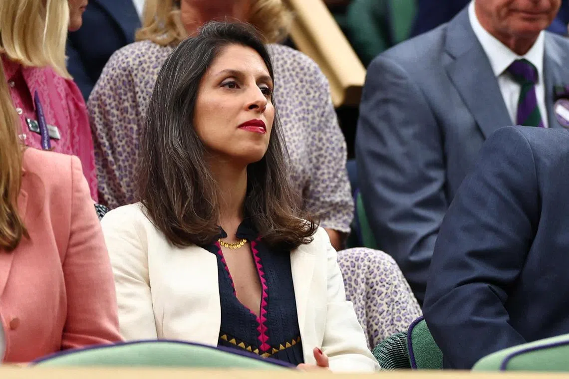 Nazanin Zaghari-Ratcliffe, who spent six years in an Iranian jail cell, sitting in the royal box on Centre Court ahead of a presentation to honour eight-time Wimbledon champion Roger Federer. Andy Murray invited her to watch him from the royal box at Wimbledon on Tuesday.