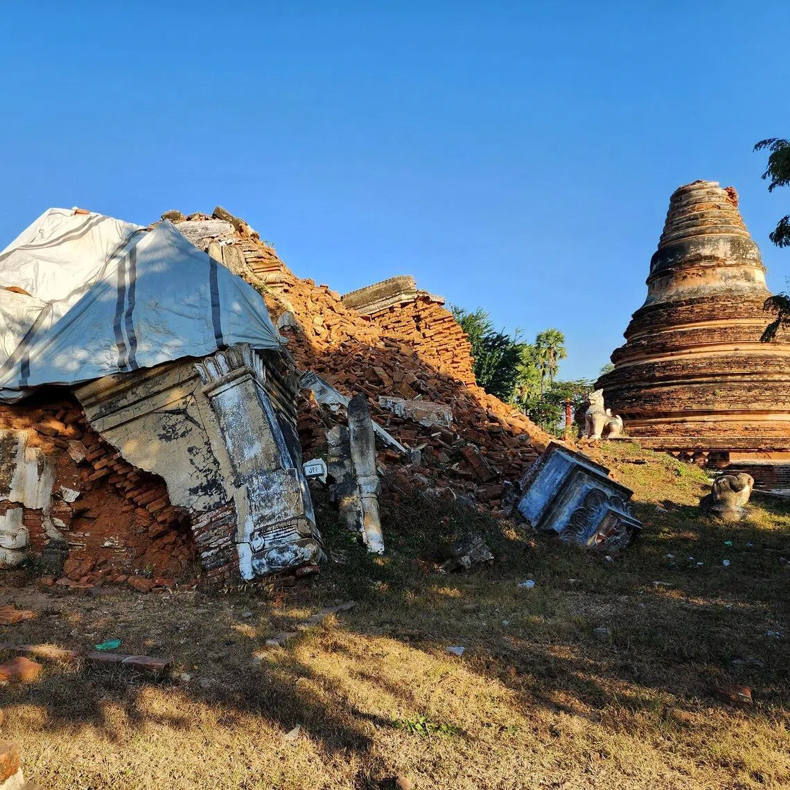 Signs of destruction from the March 2025 earthquake pictured in Mandalay, Myanmar, recently.