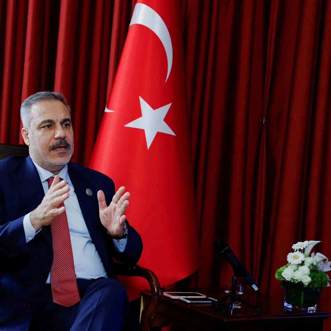 Turkish Foreign Minister Hakan Fidan said a credible Palestinian civil administration and a vetted, trained police force needed to be in place to allow Hamas to disarm.