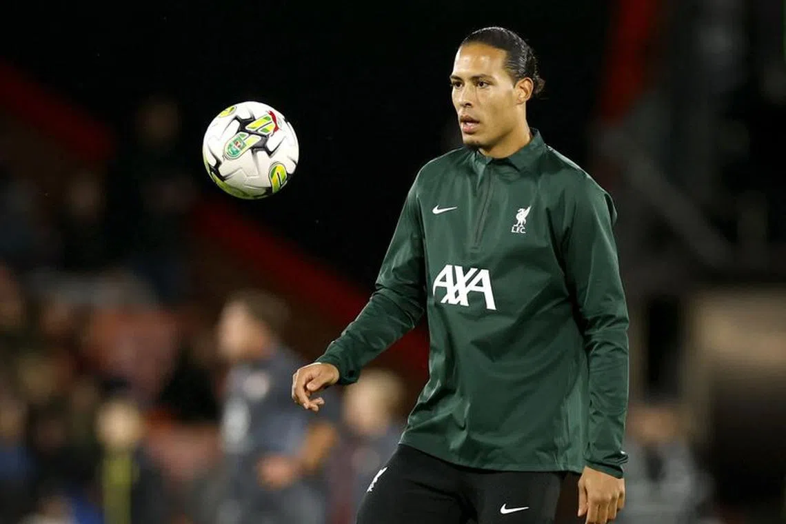 FILE PHOTO: Soccer Football - Carabao Cup - Fourth Round - AFC Bournemouth v Liverpool - Vitality Stadium, Bournemouth, Britain - November 1, 2023 Liverpool's Virgil van Dijk during the warm up before the match Action Images via Reuters/Peter Cziborra