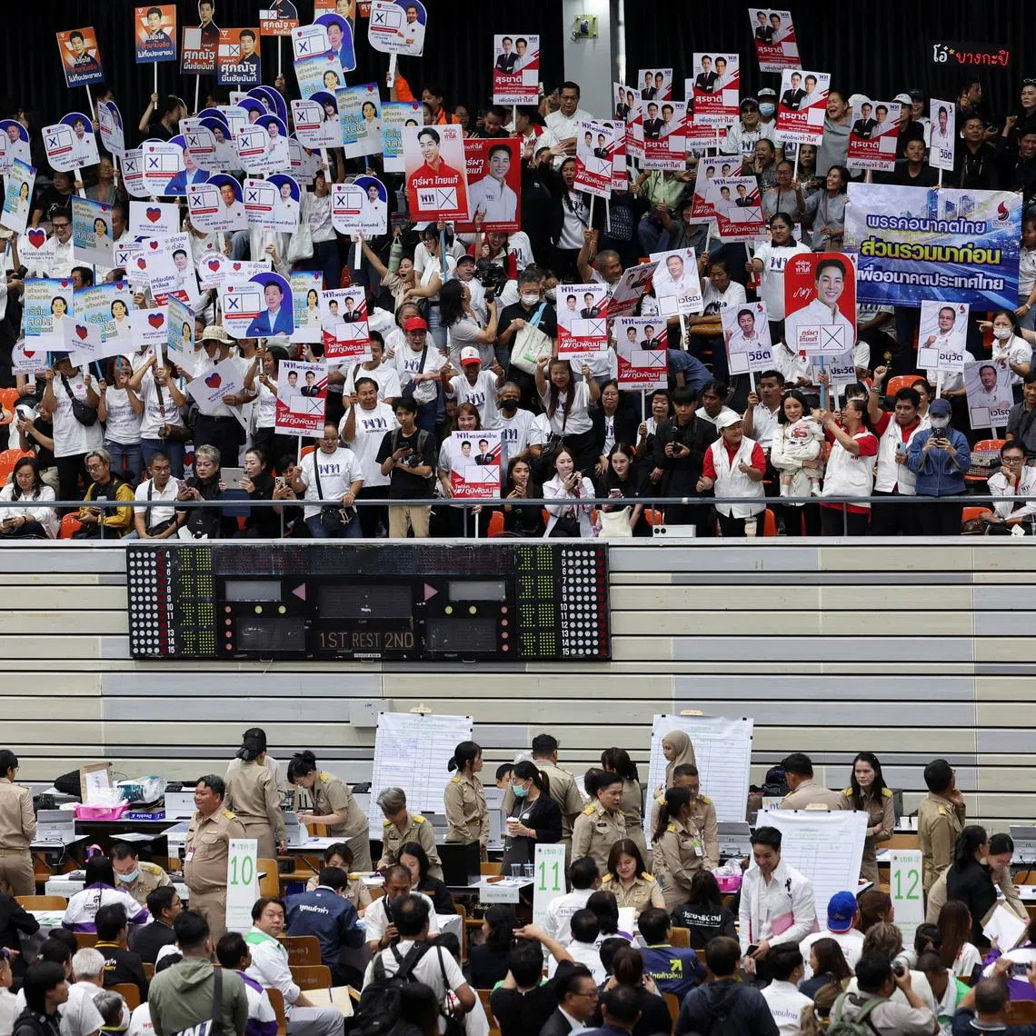 Supporters gather on the day candidates draw a number in their district for Thailand’s upcoming February 8 general election in Bangkok, Thailand, December 27, 2025. REUTERS/