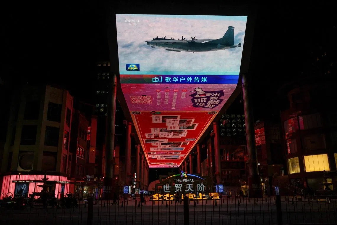 A news broadcast in Beijing on China's "Justice Mission 2025" military drills around Taiwan. These were China's most extensive drills by coverage area to date.