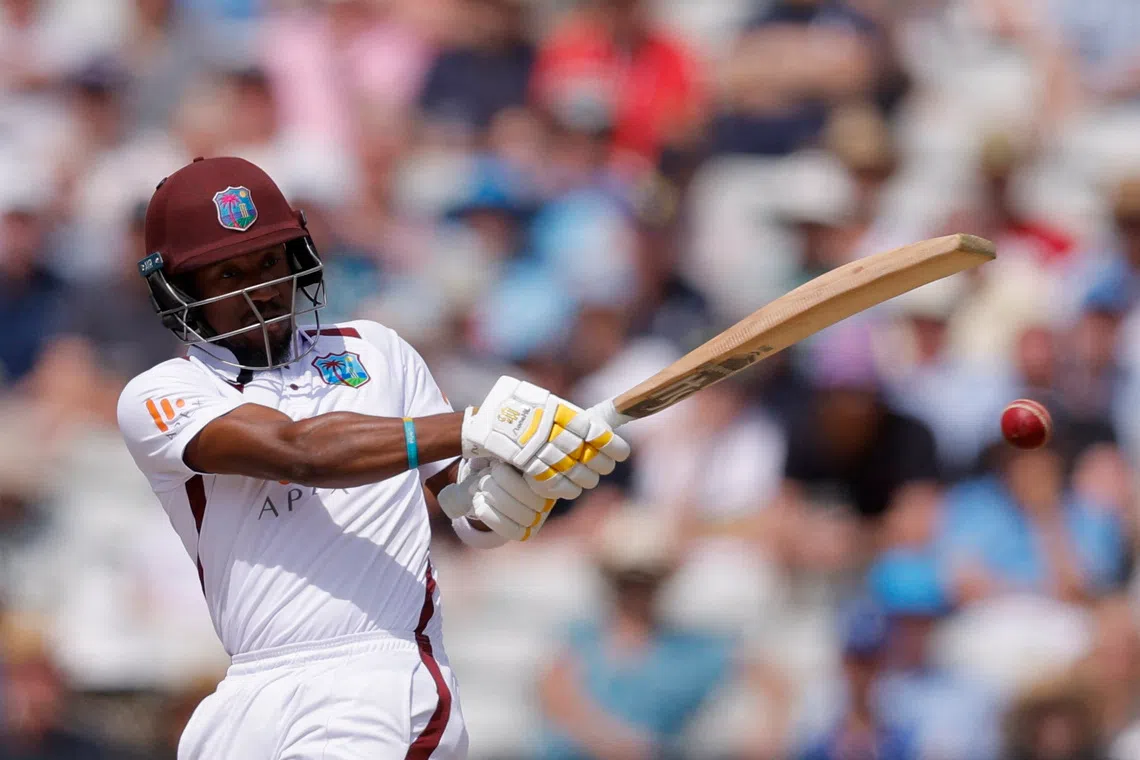 Cricket - Third Test - England v West Indies - Edgbaston Cricket Ground, Birmingham, Britain - July 28, 2024 West Indies' Kavem Hodge in action Action Images via Reuters/Andrew Couldridge