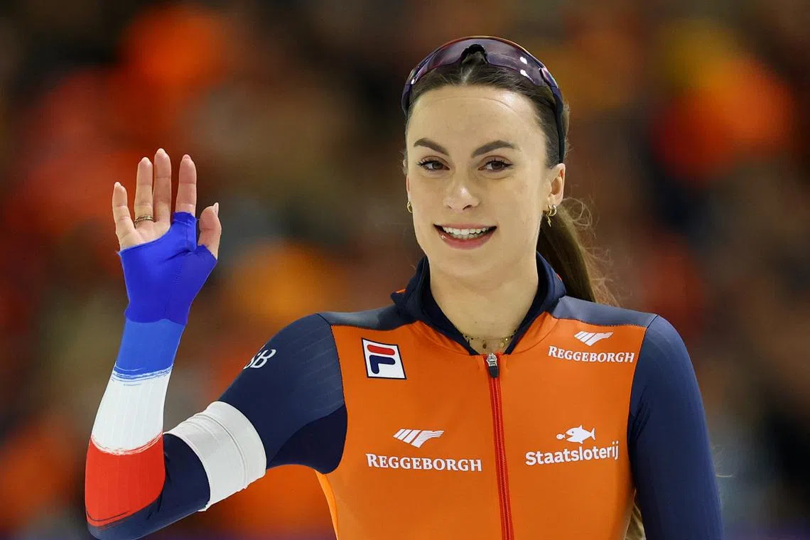 Speed Skating - ISU Speed Skating World Championships - Thialf, Heerenveen, Netherlands - March 6, 2026 Netherlands' Femke Kok in action during the women's 500m REUTERS/Piroschka Van De Wouw